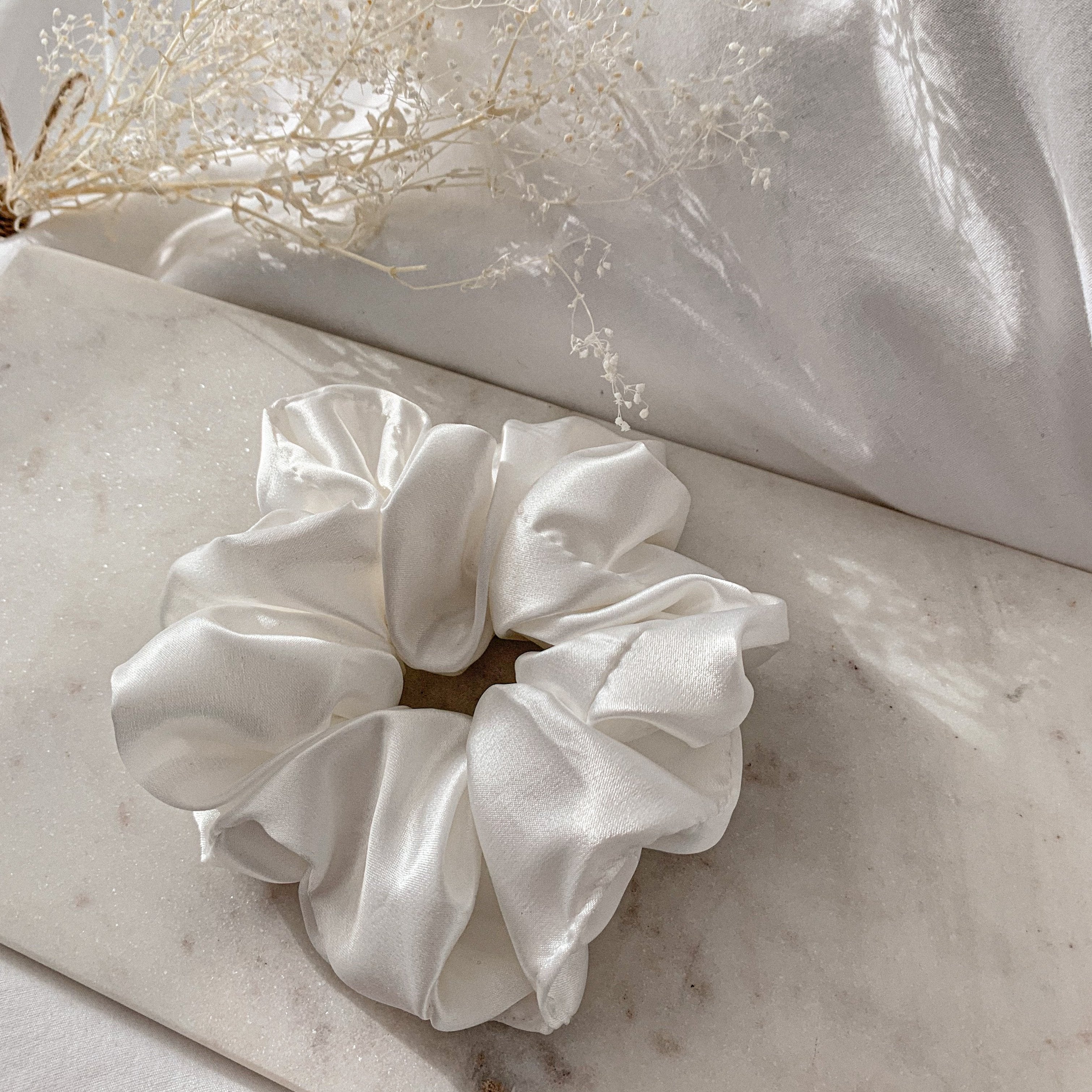 Satin Sweetheart Scrunchies | Large Super-Soft Satin | 4 Colors | Hair & Wrist | Namaste Jewelry
