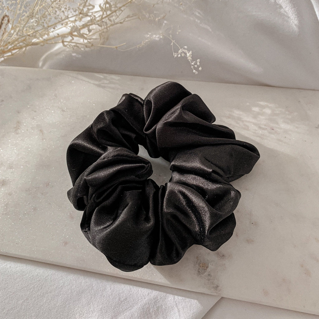 Satin Sweetheart Scrunchies | Large Super-Soft Satin | 4 Colors | Hair & Wrist | Namaste Jewelry