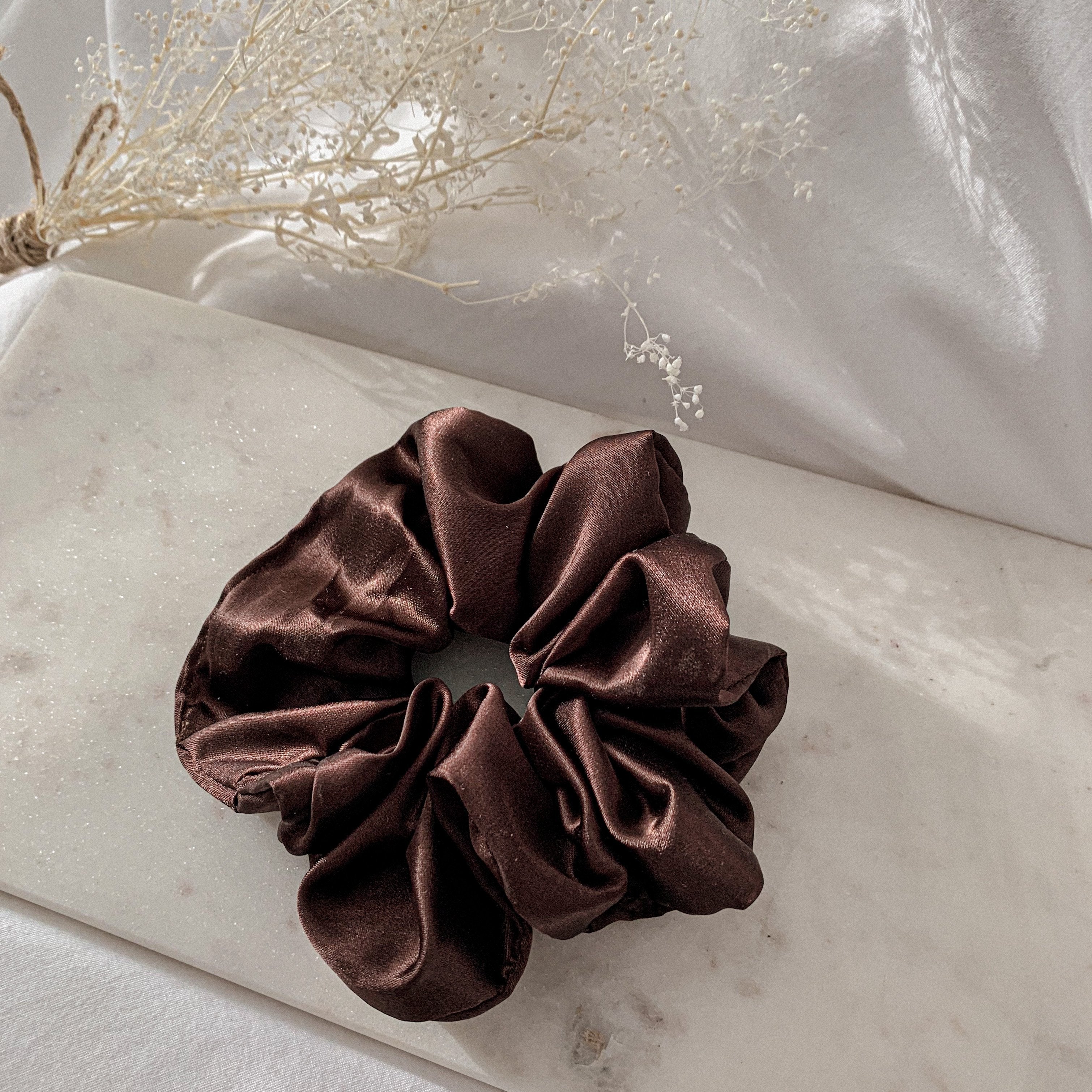 Satin Sweetheart Scrunchies | Large Super-Soft Satin | 4 Colors | Hair & Wrist | Namaste Jewelry