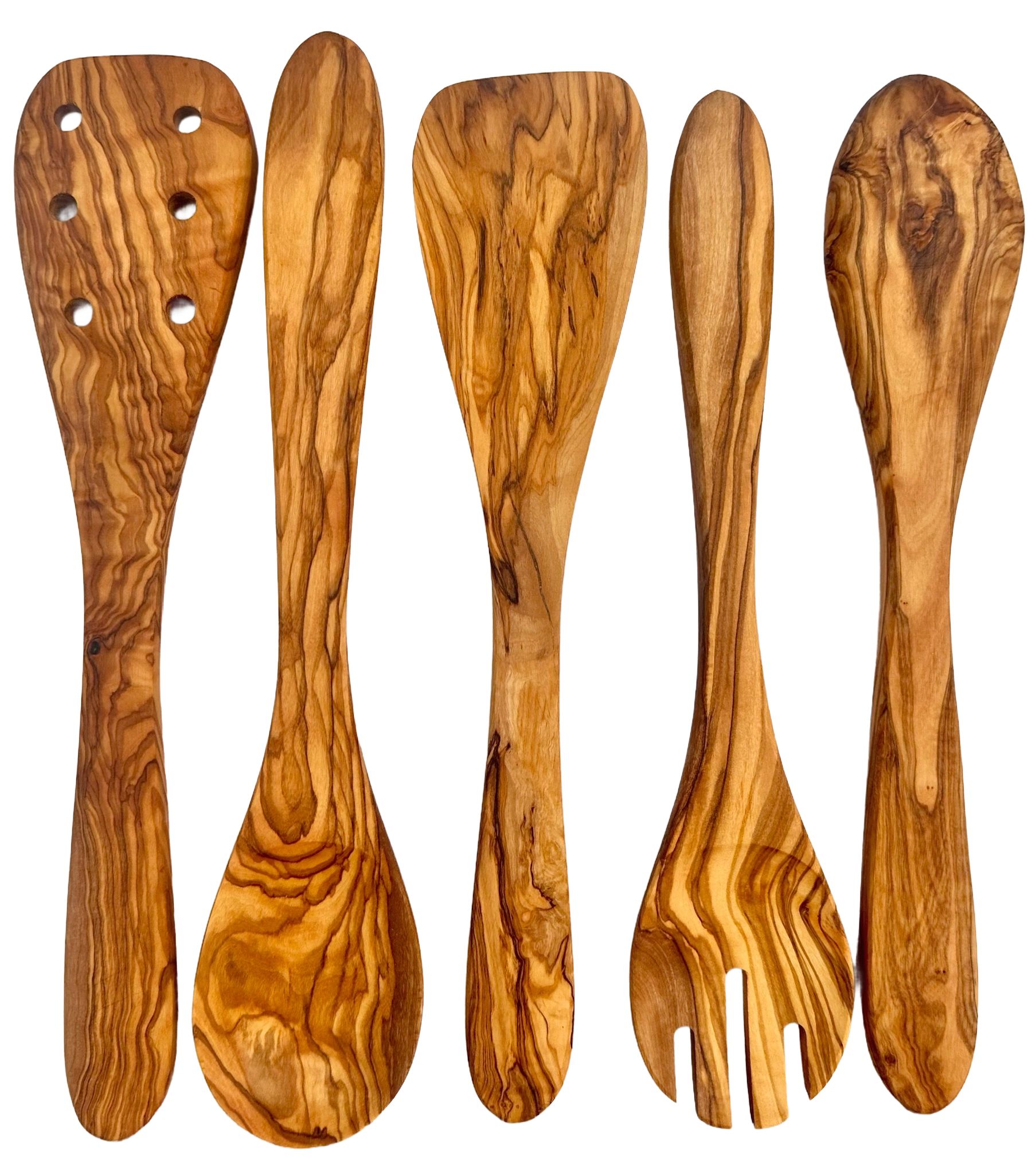 Mediterranean Olive Wood Ultimate Kitchen Collection | 25 Pieces | Handcrafted | Mortar & Pestle | Cutting Board | Honey Pot | Coasters | Choixe