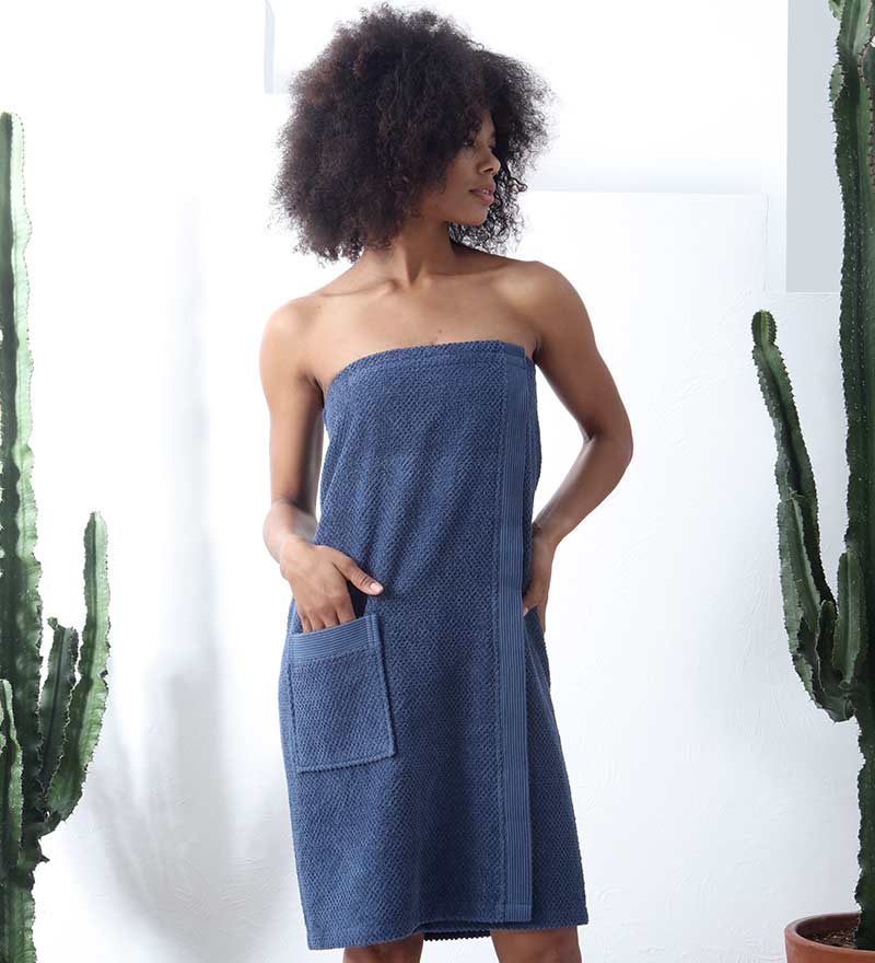 Women's Turkish Cotton Towel Wrap | OEKO-TEX® Certified | Pocket | S/M–XXL | 5 Colors