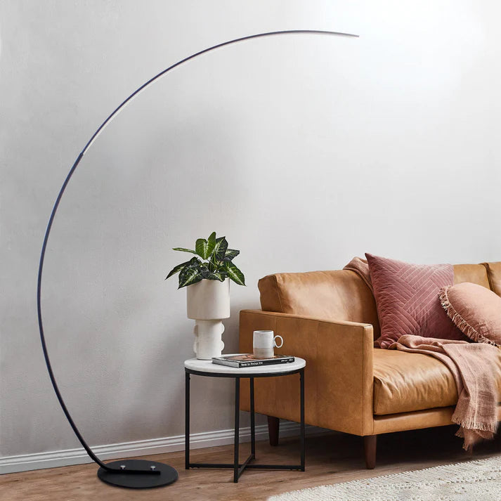 Modern Curved Floor Lamp with RGBW Ambient Lighting for Stylish Home