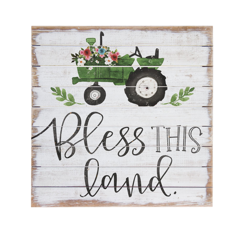 Bless This Land Green Wood Pallet Sign