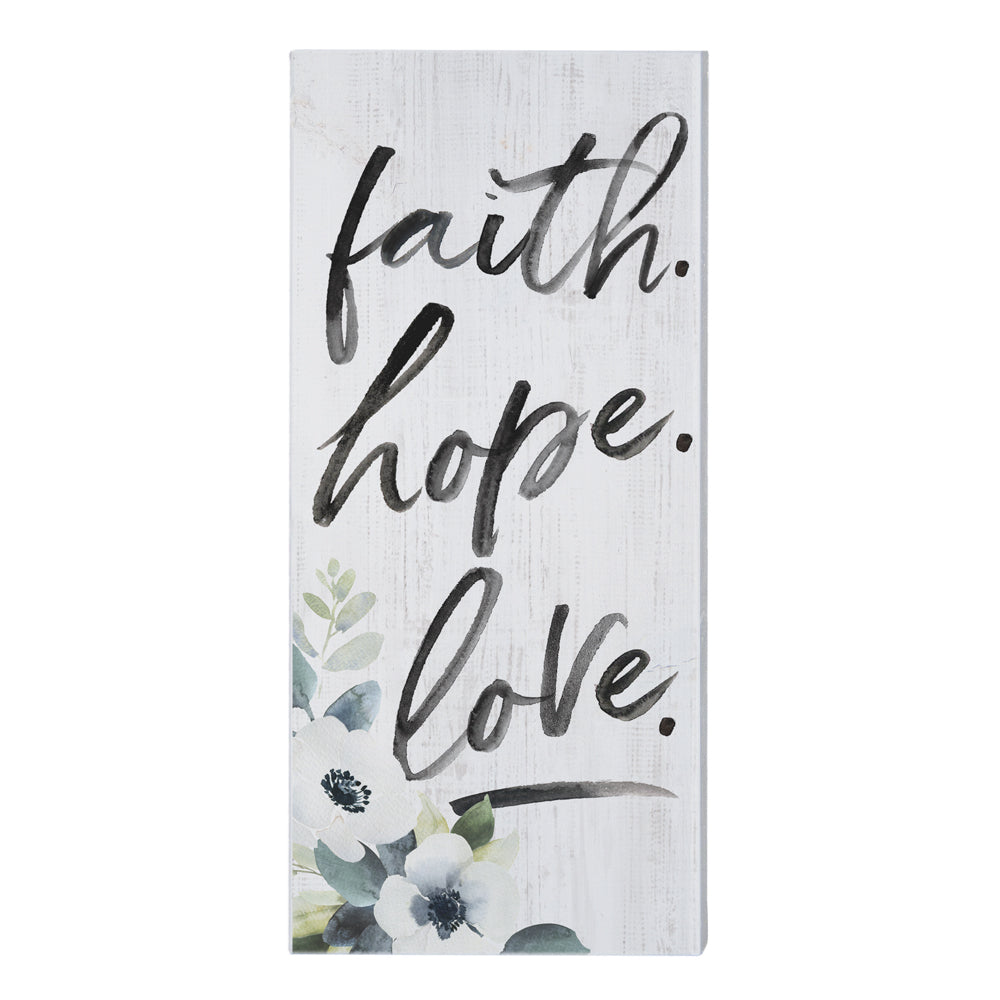 Faith Hope Love Inspire Board | 5.5" x 12" | Rustic Wood Sign | Christian Home Decor | Sincere Surroundings