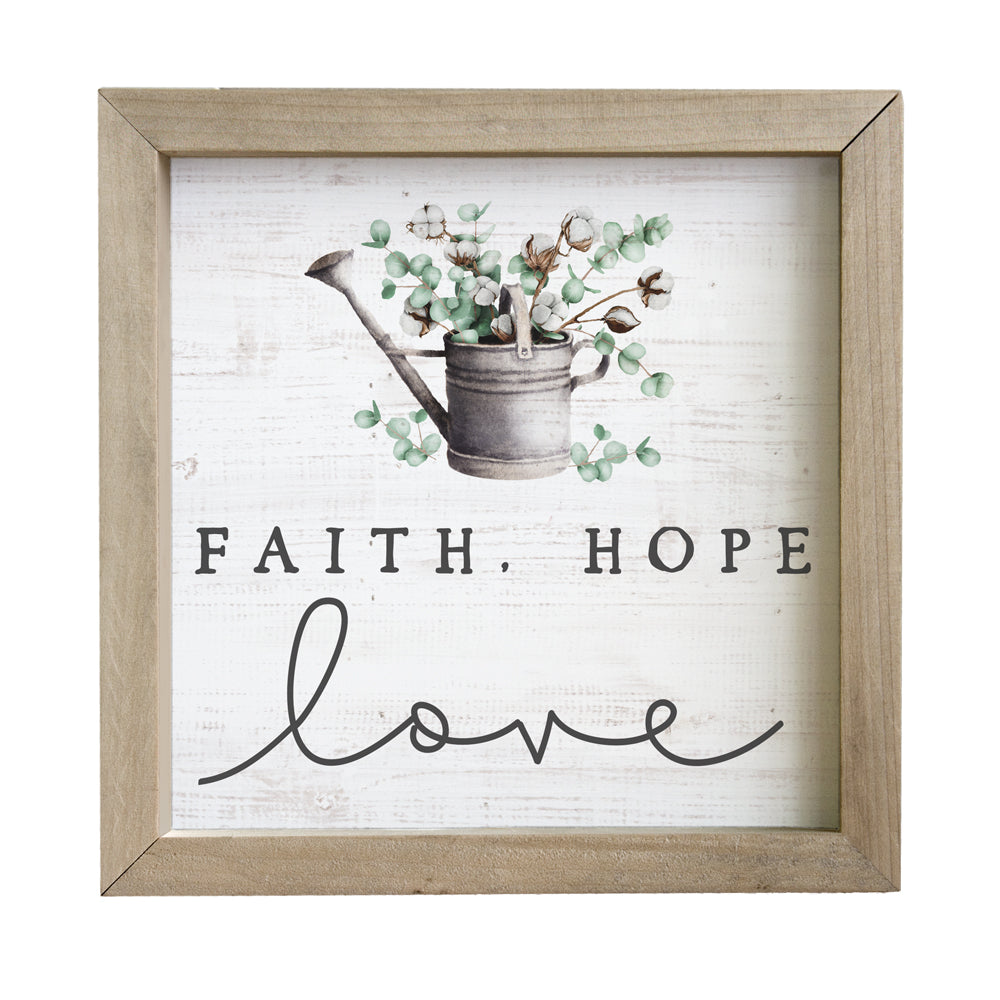 Faith Hope Love – Rustic Framed Wood Sign