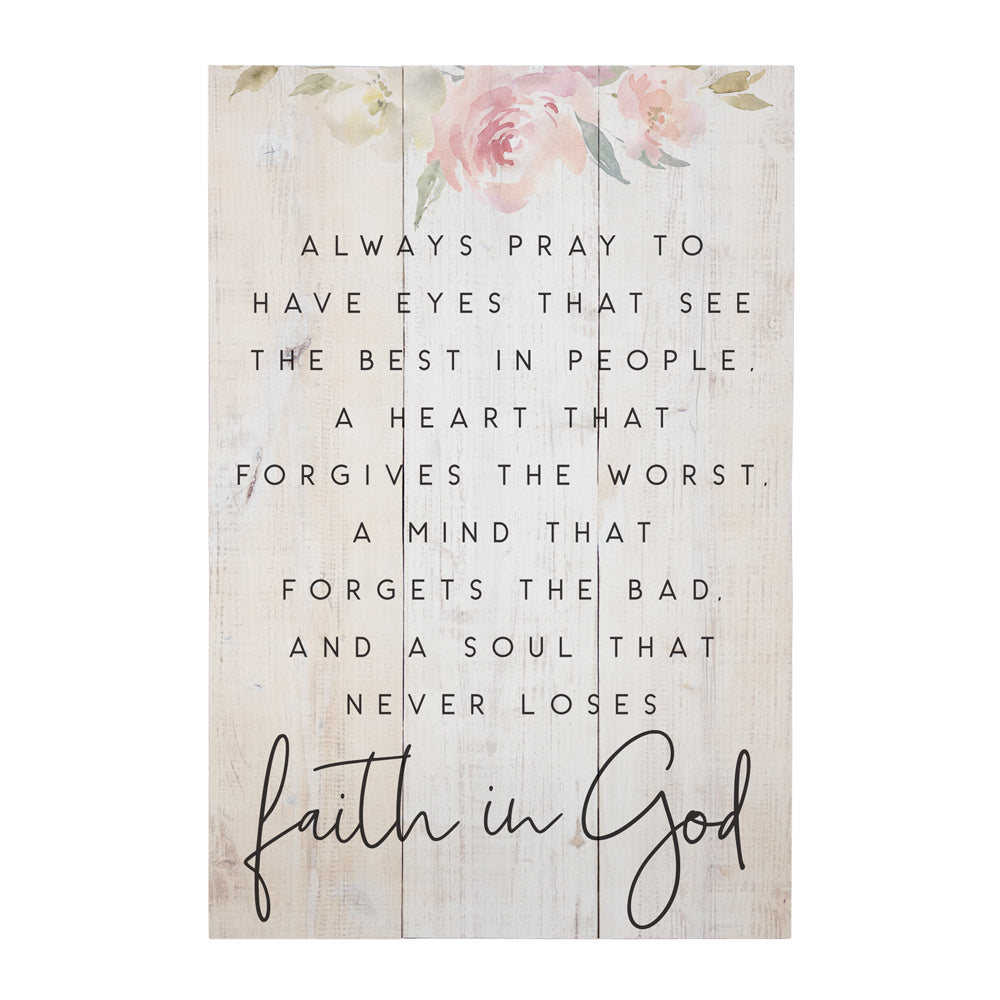 Faith In God Rustic Pallet Sign | 16" x 10.75" | Horizontal Wood Wall Decor | Christian Home | Sincere Surroundings