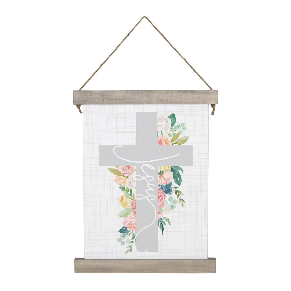 Jesus Floral Cross | Hanging Canvas Wall Art