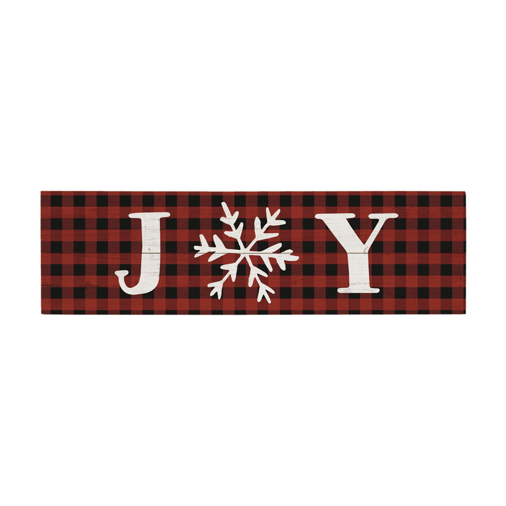JOY Buffalo Plaid Christmas Pallet Board Sign | Vintage Wood | Sincere Surroundings