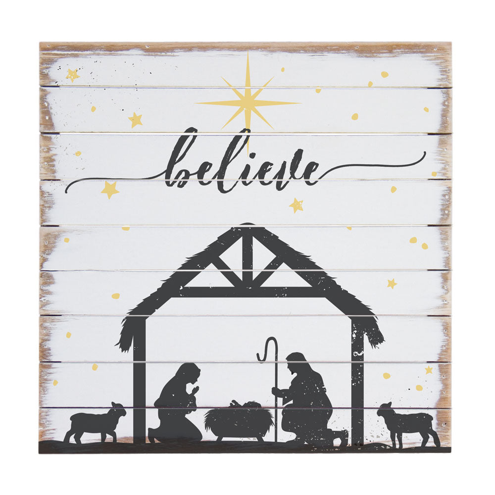 Believe | Manger Christmas Pallet Sign | Perfect Pallets | Sincere Surroundings