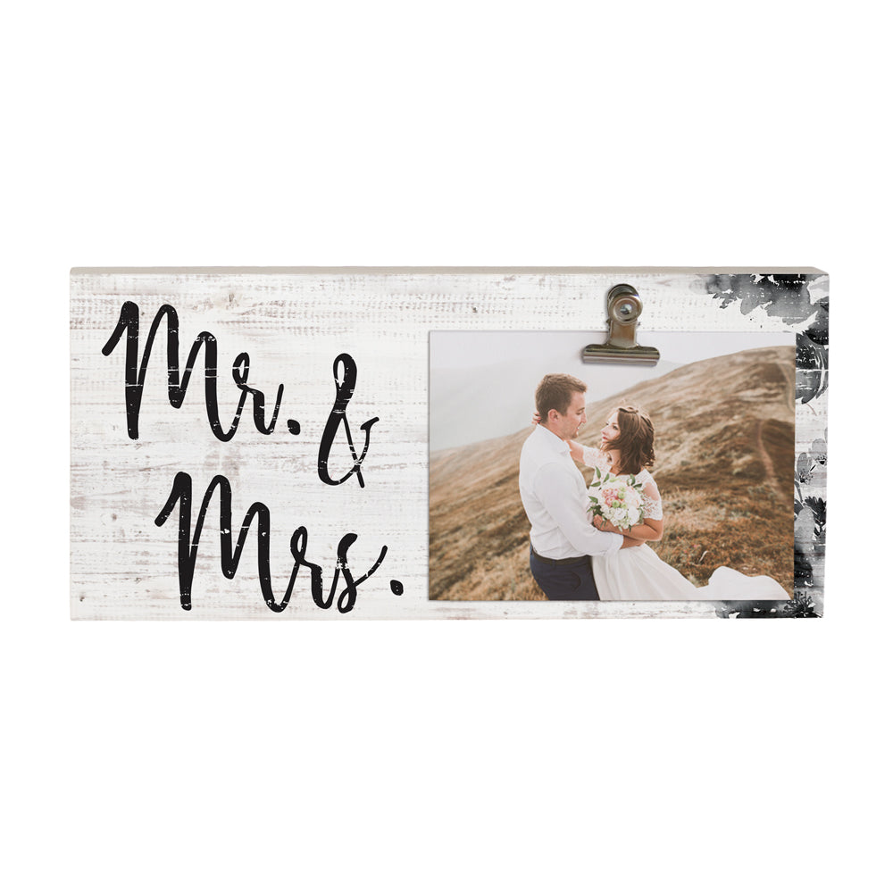 Mr. & Mrs. | Picture Clips Sign | Wedding & Anniversary Decor | 5.5" x 12" | Sincere Surroundings