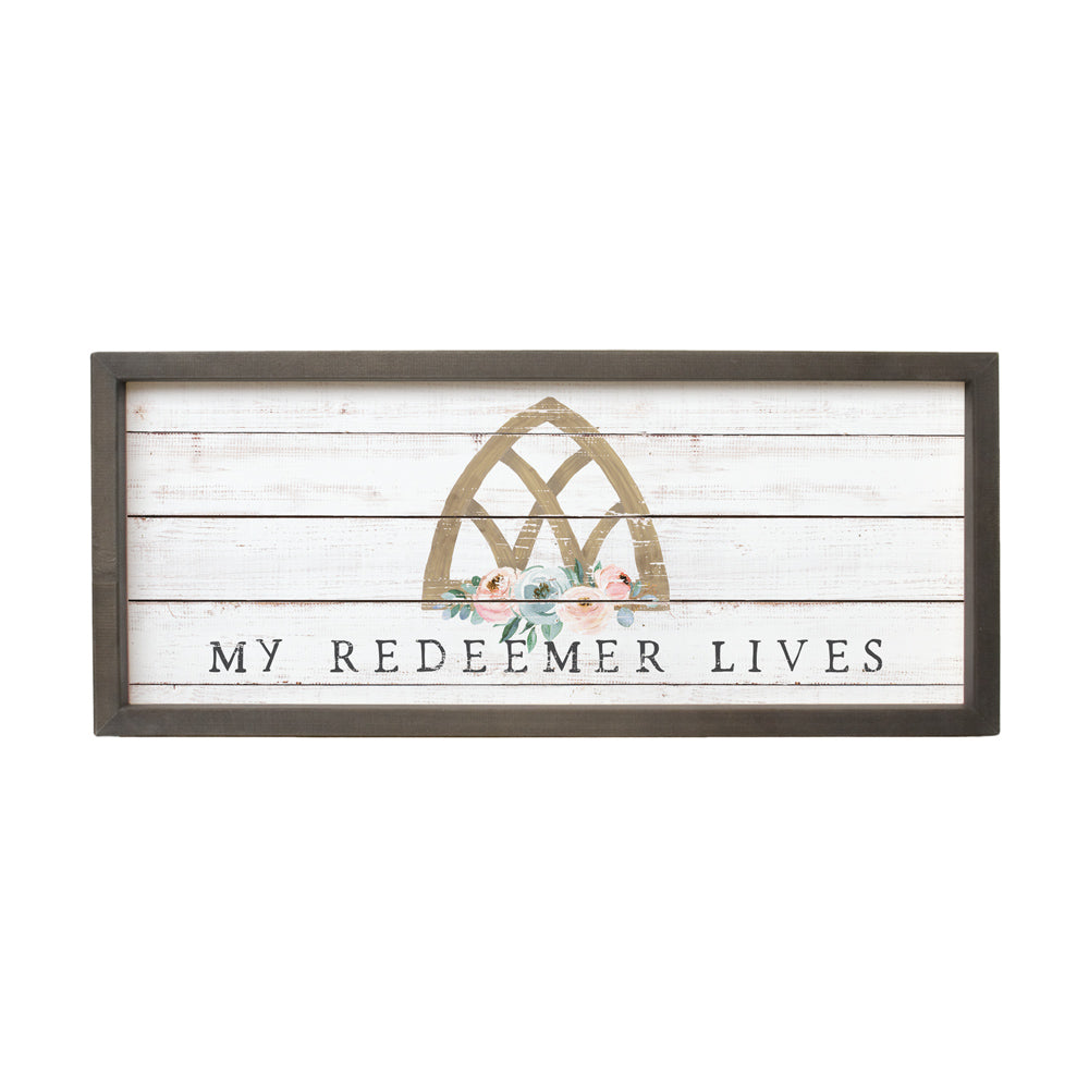 My Redeemer Lives | Farmhouse Frame | 10" x 24" | Christian Wall Decor | Sincere Surroundings