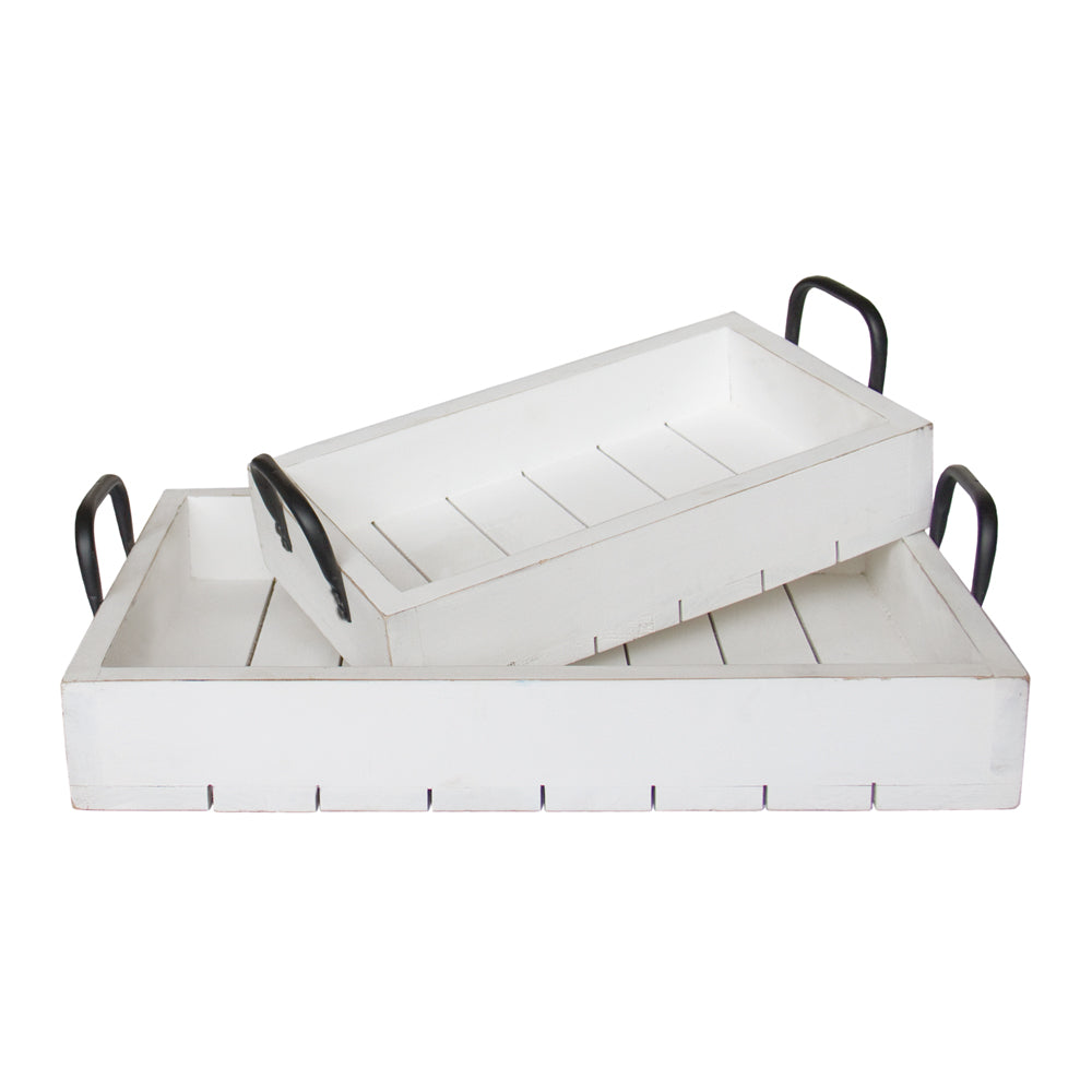 Rustic White Tray Set – Set of 2
