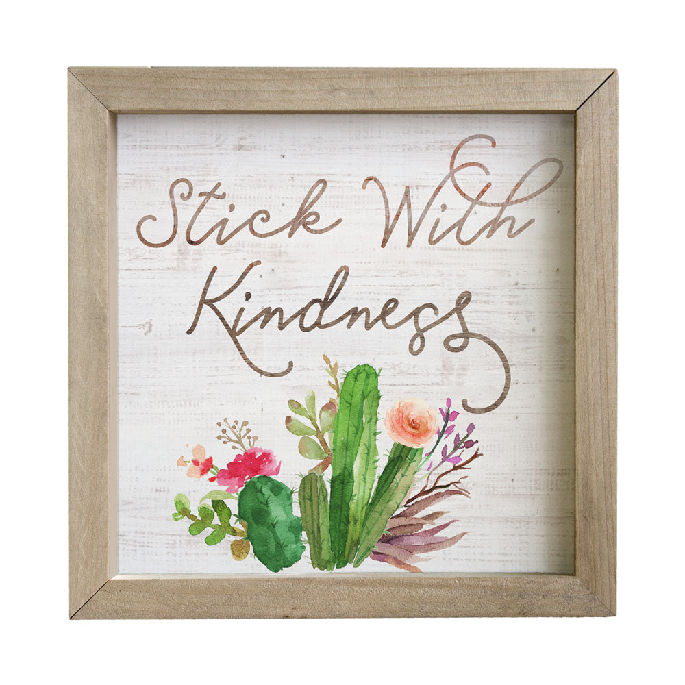 Stick with Kindness | Rustic Frame | 10" x 10" | Christian Wall Decor | Sincere Surroundings
