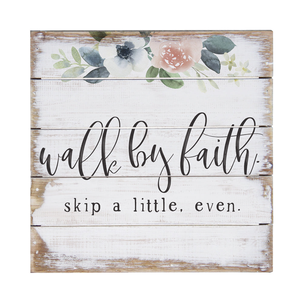 Walk By Faith | Perfect Pallet Petite Sign | 6x6 & 8x8 | Rustic Wood | Christian Home Decor | Sincere Surroundings