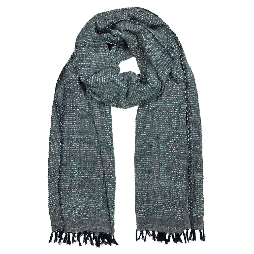 Ethiopian Stripe Wrap Scarf | 100% Handwoven Cotton | Hand-Knotted Fringe | SLATE + SALT
