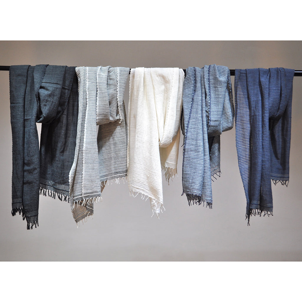Ethiopian Stripe Wrap Scarf | 100% Handwoven Cotton | Hand-Knotted Fringe | SLATE + SALT