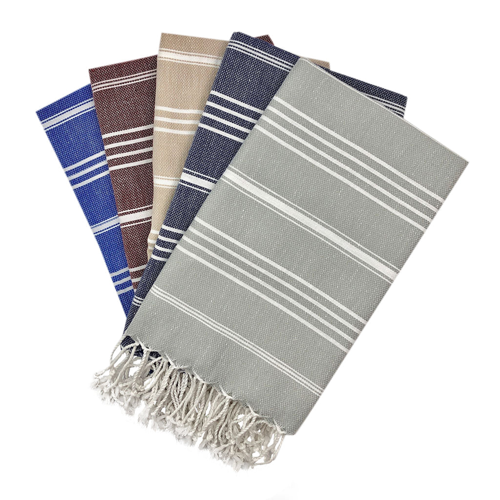 Classic Turkish Hand Towel | Turkey | 100% Turkish Cotton | Hand-Knotted Fringe | 5 Colors | SLATE + SALT