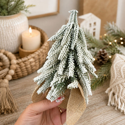 Snow-Flocked Christmas Tree Set — Tabletop Holiday Decor