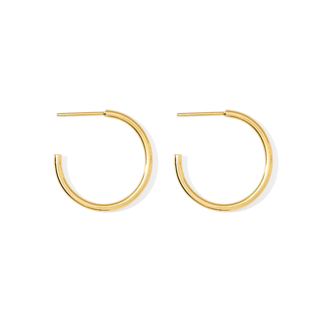 Classic Recycled Brass Hoop Earrings | 14K Gold Plated