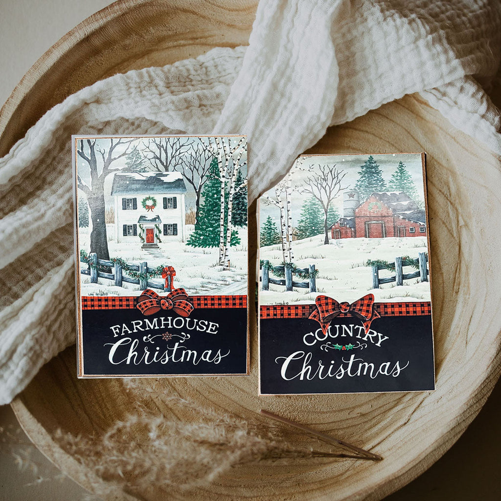 Vintage Christmas Wooden Block Signs – 3 Styles | Farmhouse Holiday Decor