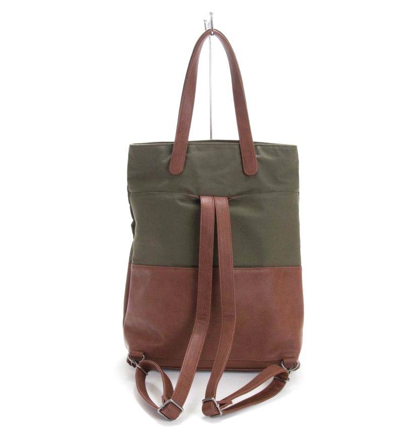 Greenpoint Convertible Backpack Purse | Organic Cotton | Vegan Leather | Laptop Bag | Etsy Award Finalist | Canopy Verde
