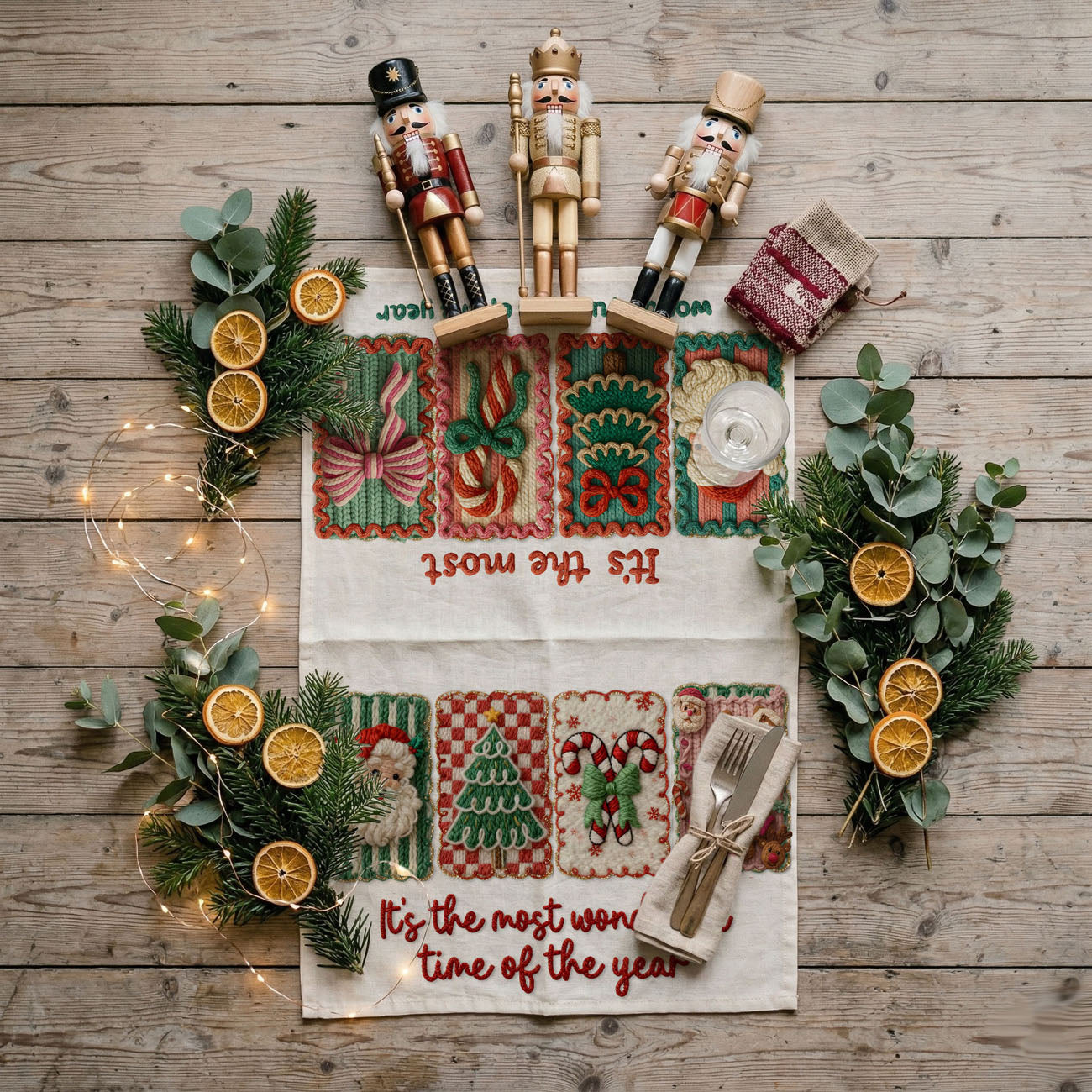 Crochet Style Holiday Tea Towel | Unique Kitchen Christmas Decor