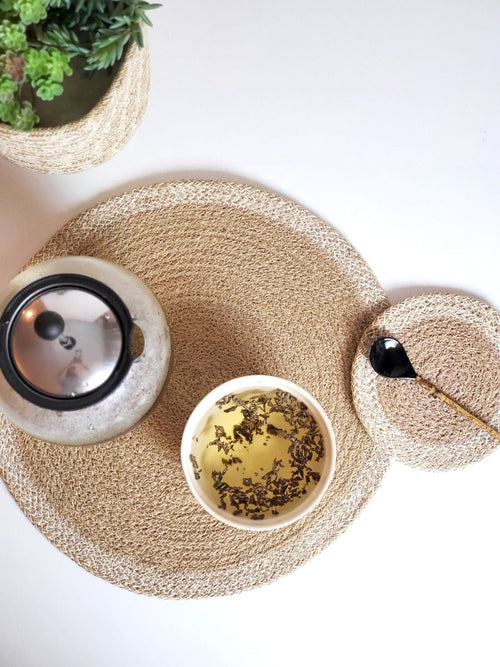 Agora Round Jute Placemat | Set of 4 | 100% Natural Jute | Handmade in Bangladesh | Korissa