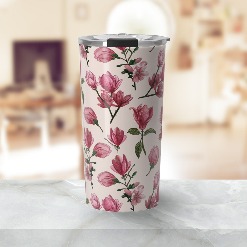 Pink Magnolia Blossom Travel Mug