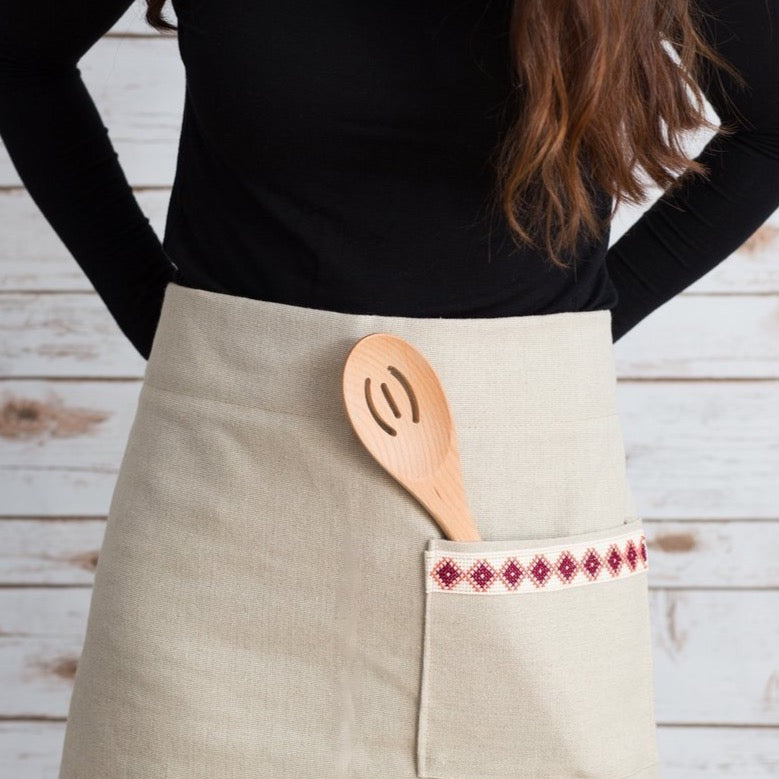 Farah Mediterranean Tatreez Half Apron - Cream