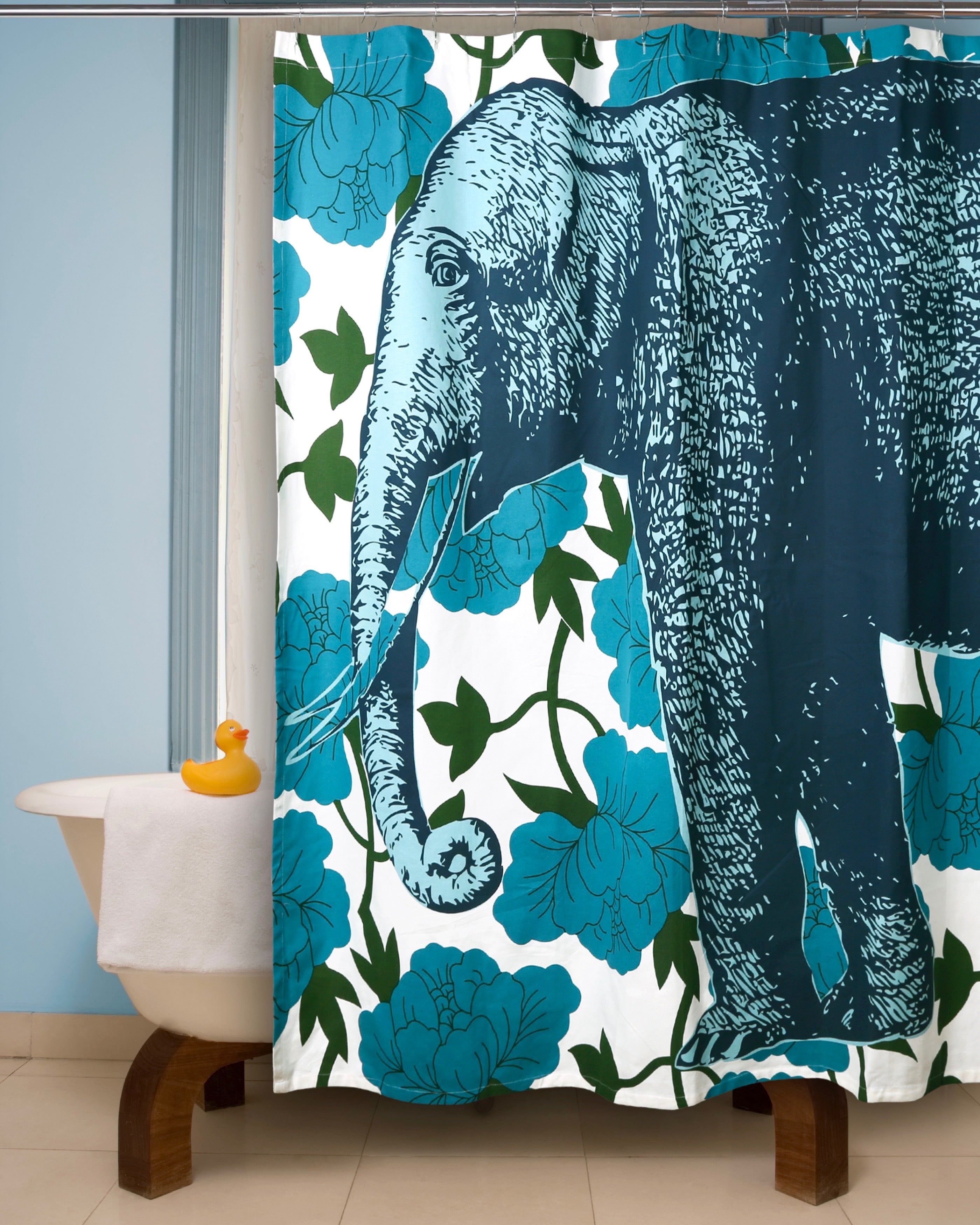 Elephant Floral Shower Curtain