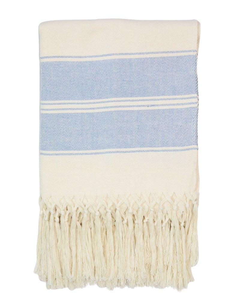 Handwoven Cotton Throw Blanket | Blue Stripes | Fair Trade