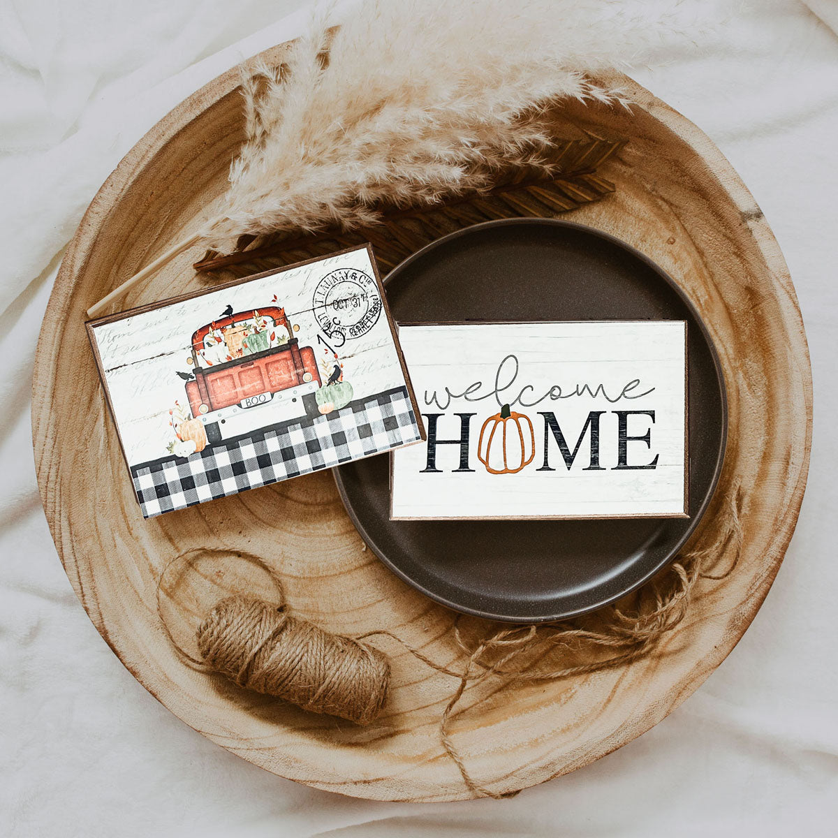 Welcome Home Wooden Sign — Pumpkin