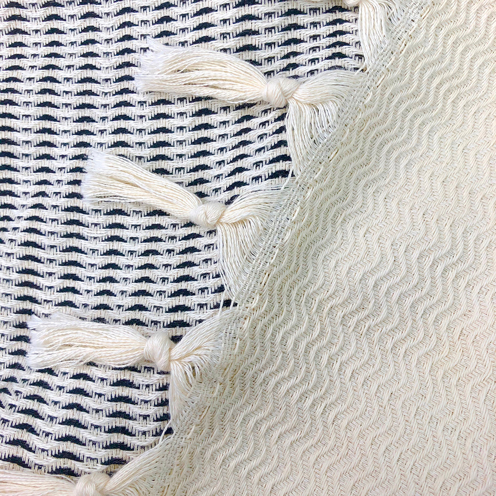 Plush Wavy Turkish Throw | 100% Turkish Cotton | 86"x65" | Hand-Knotted Fringe | 4 Colors | SLATE+SALT