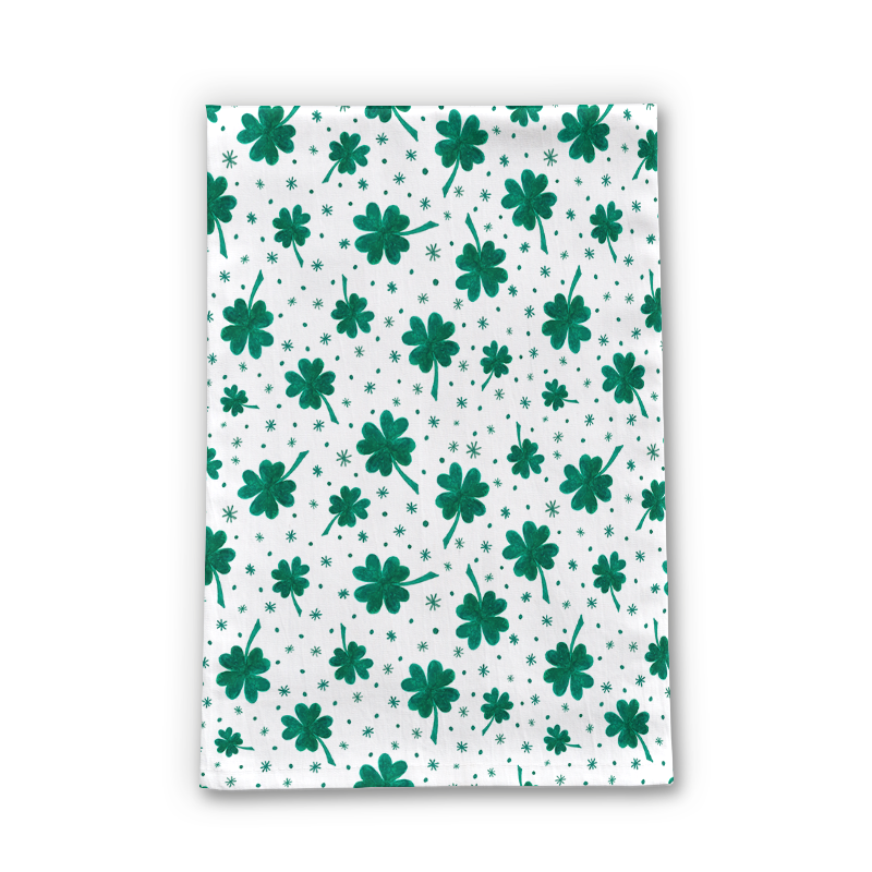 Four Leaf Clover St. Patrick's Day Tea Towel | Cotton Twill | Lauren Ullrich Art