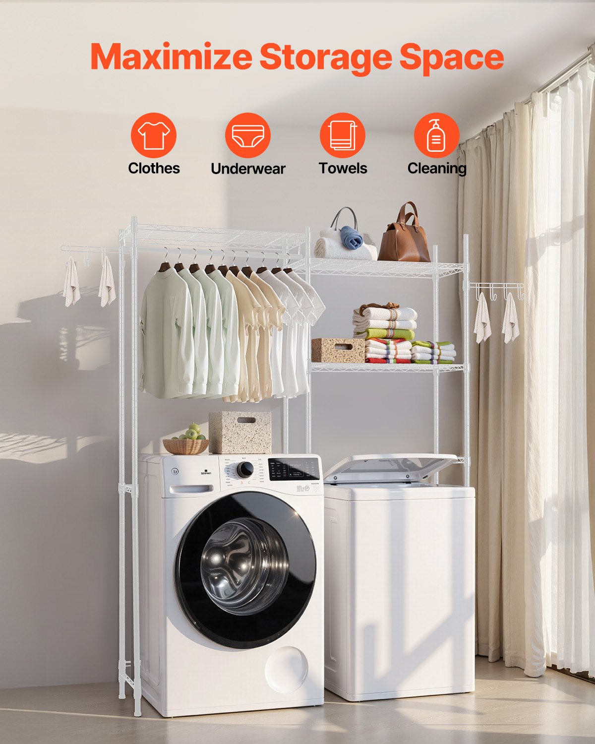 VEVOR Over Washer and Dryer Storage Shelves, 5 Tiers Laundry Room