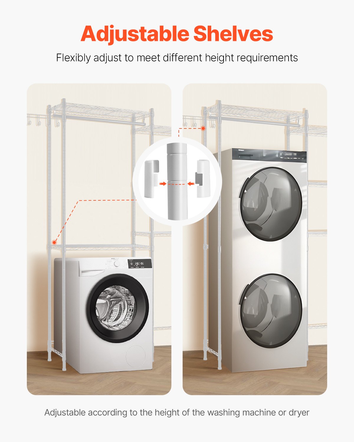 VEVOR Over Washer and Dryer Storage Shelves, 5 Tiers Laundry Room