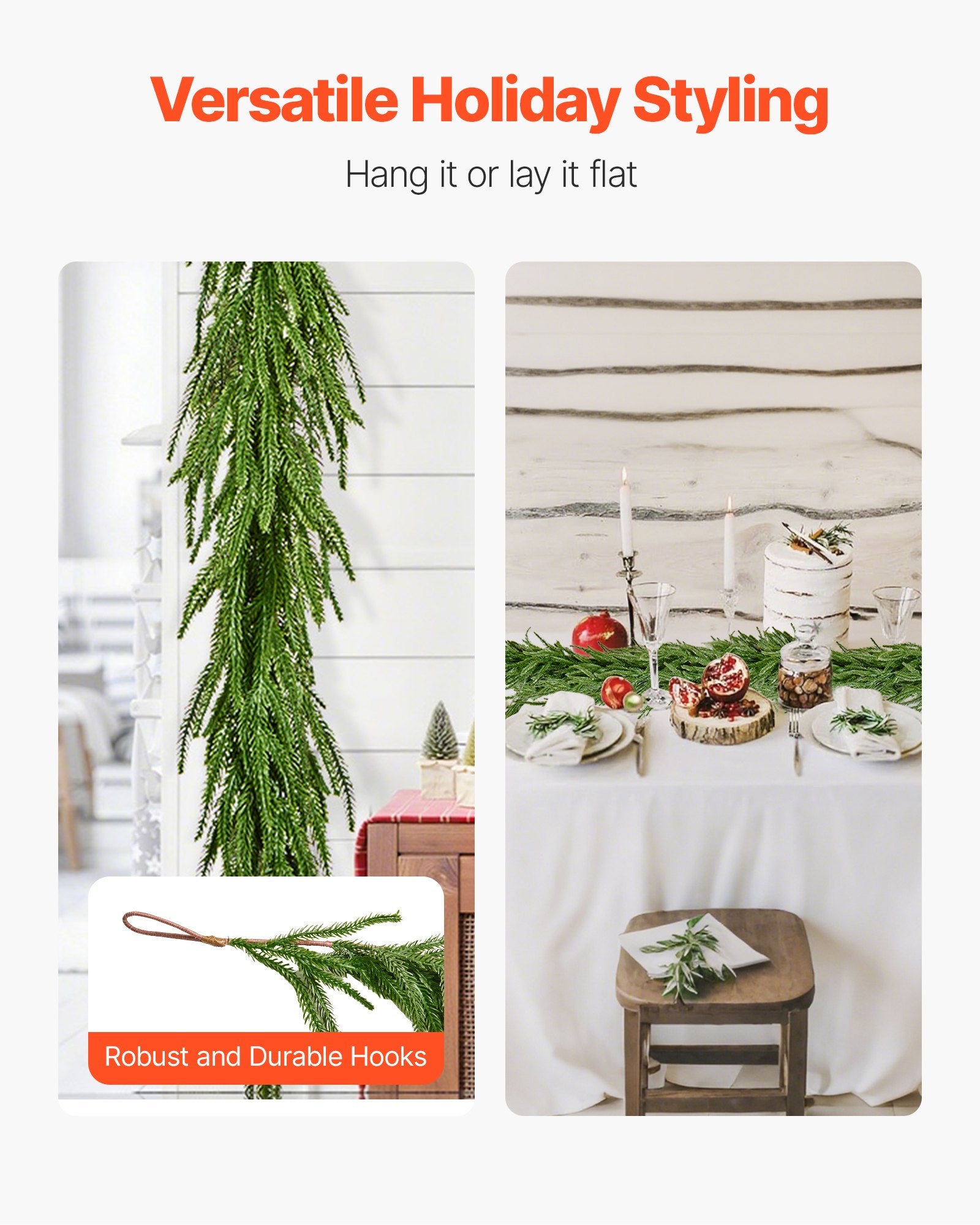 Christmas Garland, 1524 mm Realistic Norfolk Pine Garland, Evergreen