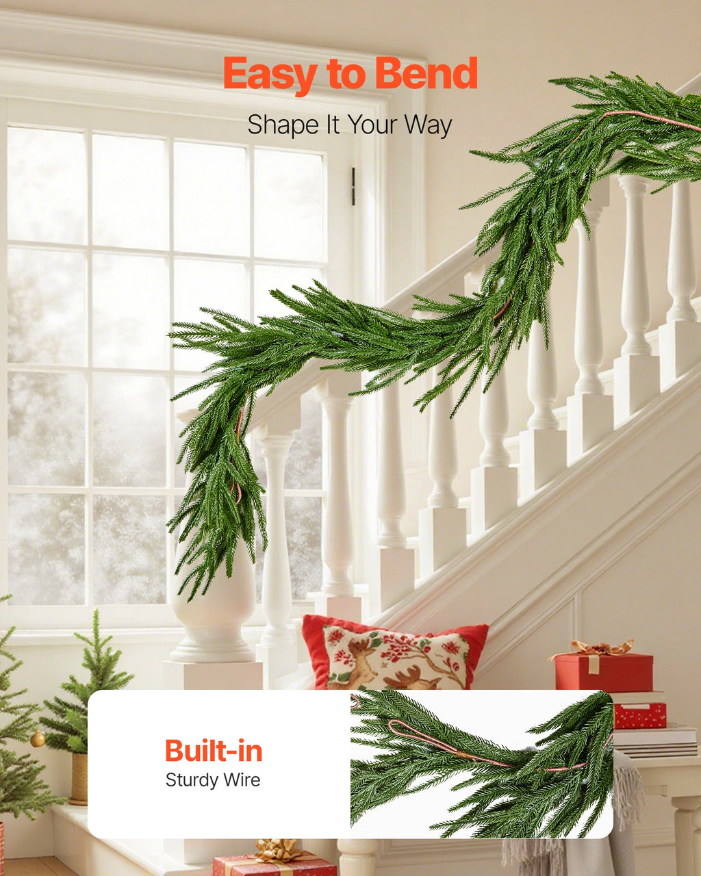 Christmas Garland, 1524 mm Realistic Norfolk Pine Garland, Evergreen