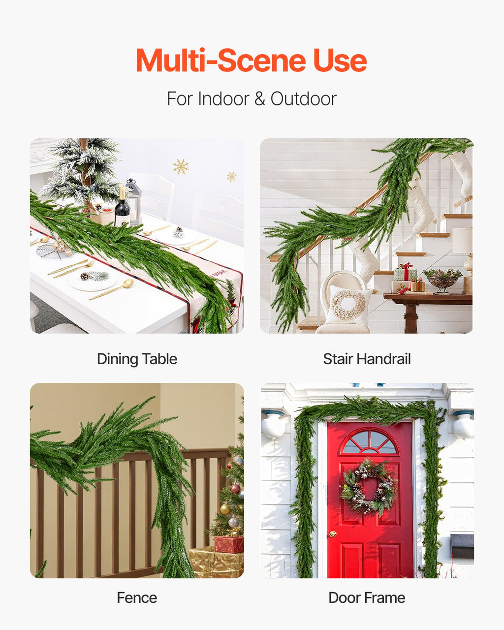 Christmas Garland, 1524 mm Realistic Norfolk Pine Garland, Evergreen