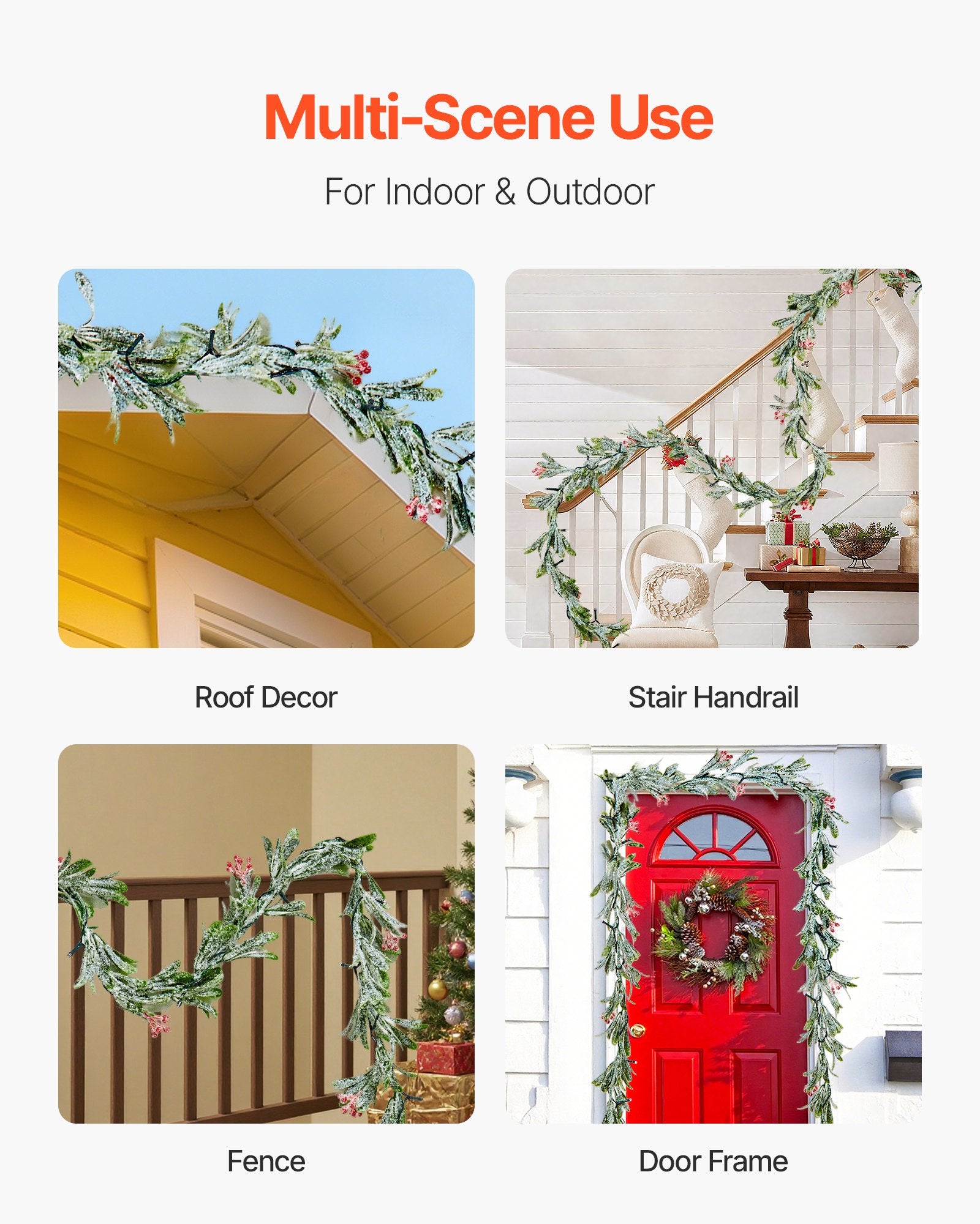 Christmas Garland, 2750 mm Realistic Greenery Decorated with Vines,
