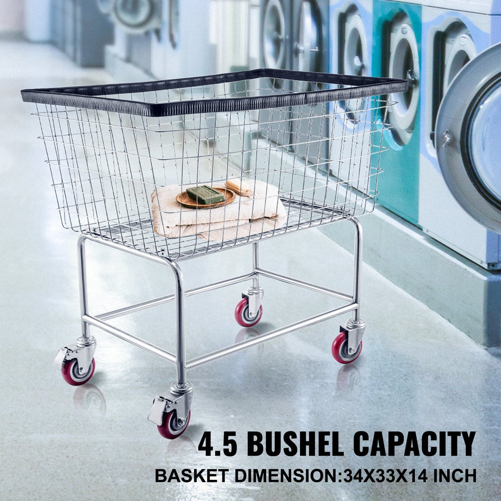VEVOR Wire Laundry Cart, 4.5 Bushel Wire Laundry Basket with Wheels,