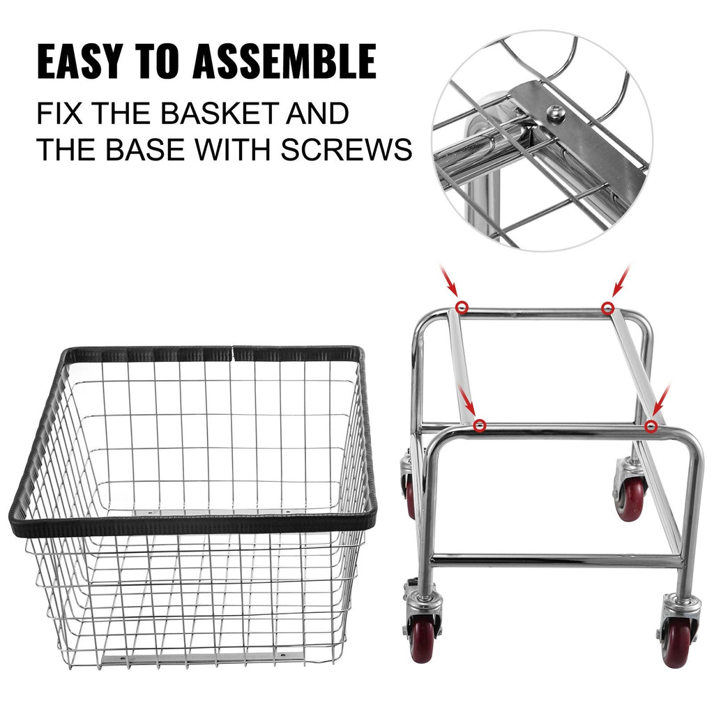 VEVOR Wire Laundry Cart, 4.5 Bushel Wire Laundry Basket with Wheels,