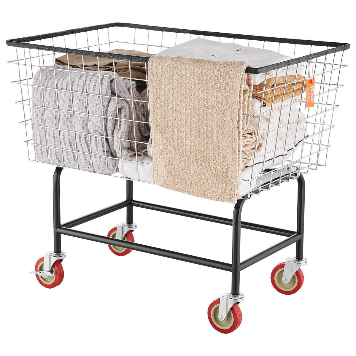 VEVOR Wire Laundry Cart, 4.5 Bushel Wire Laundry Basket with Wheels,