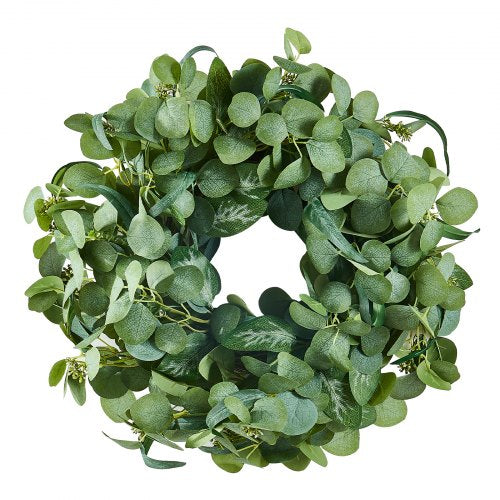 Artificial Decorative Wreath, 26 in, Green, Decorated with Eucalyptus