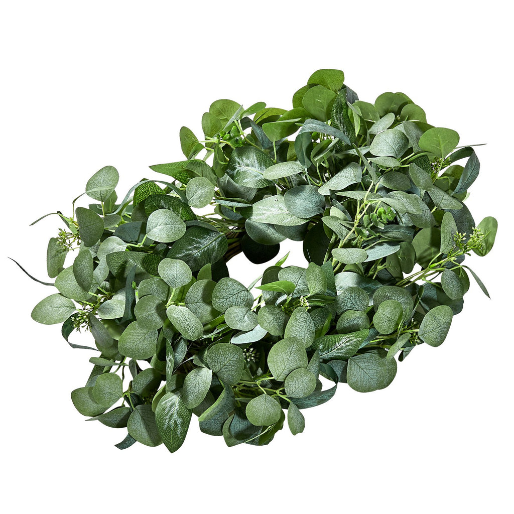 Artificial Decorative Wreath, 26 in, Green, Decorated with Eucalyptus