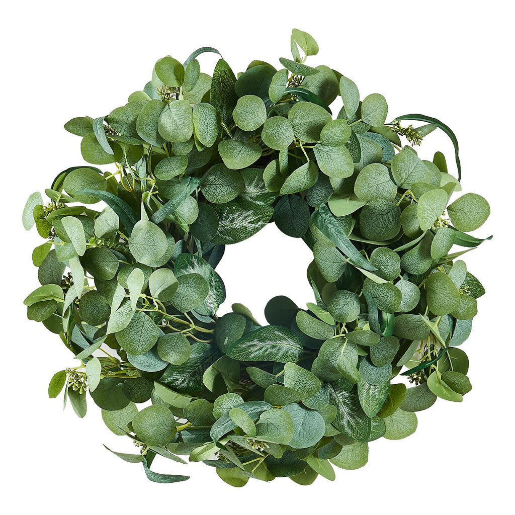 Artificial Decorative Wreath, 26 in, Green, Decorated with Eucalyptus