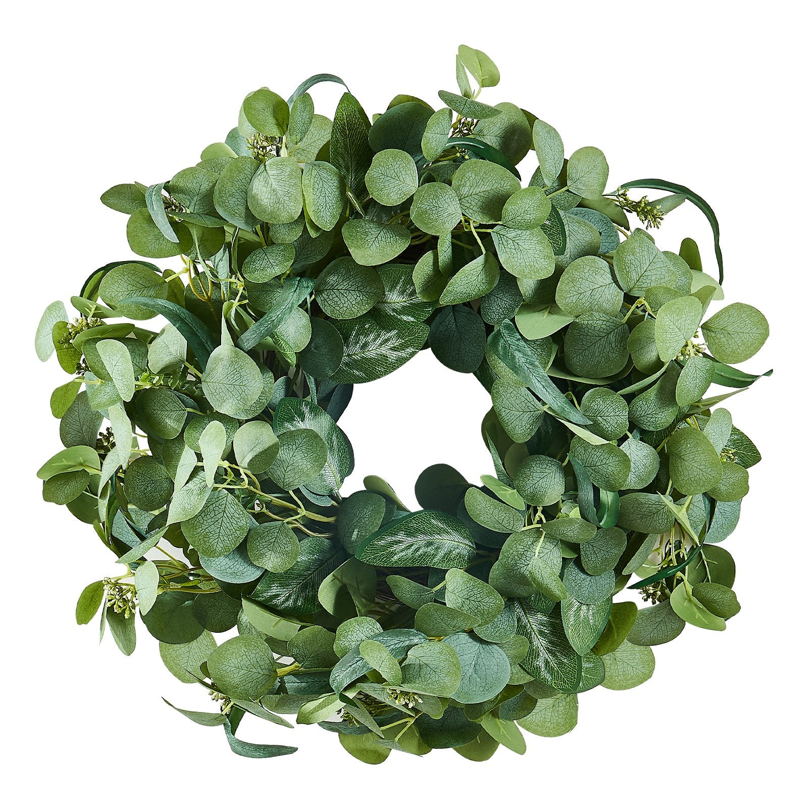 Artificial Decorative Wreath, 26 in, Green, Decorated with Eucalyptus