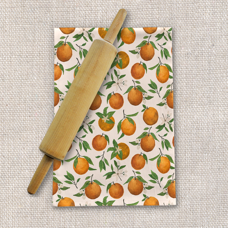 Orange Blossom Tea Towel | 18" x 30" | Cotton Twill | Machine Washable | Lauren Ullrich Art