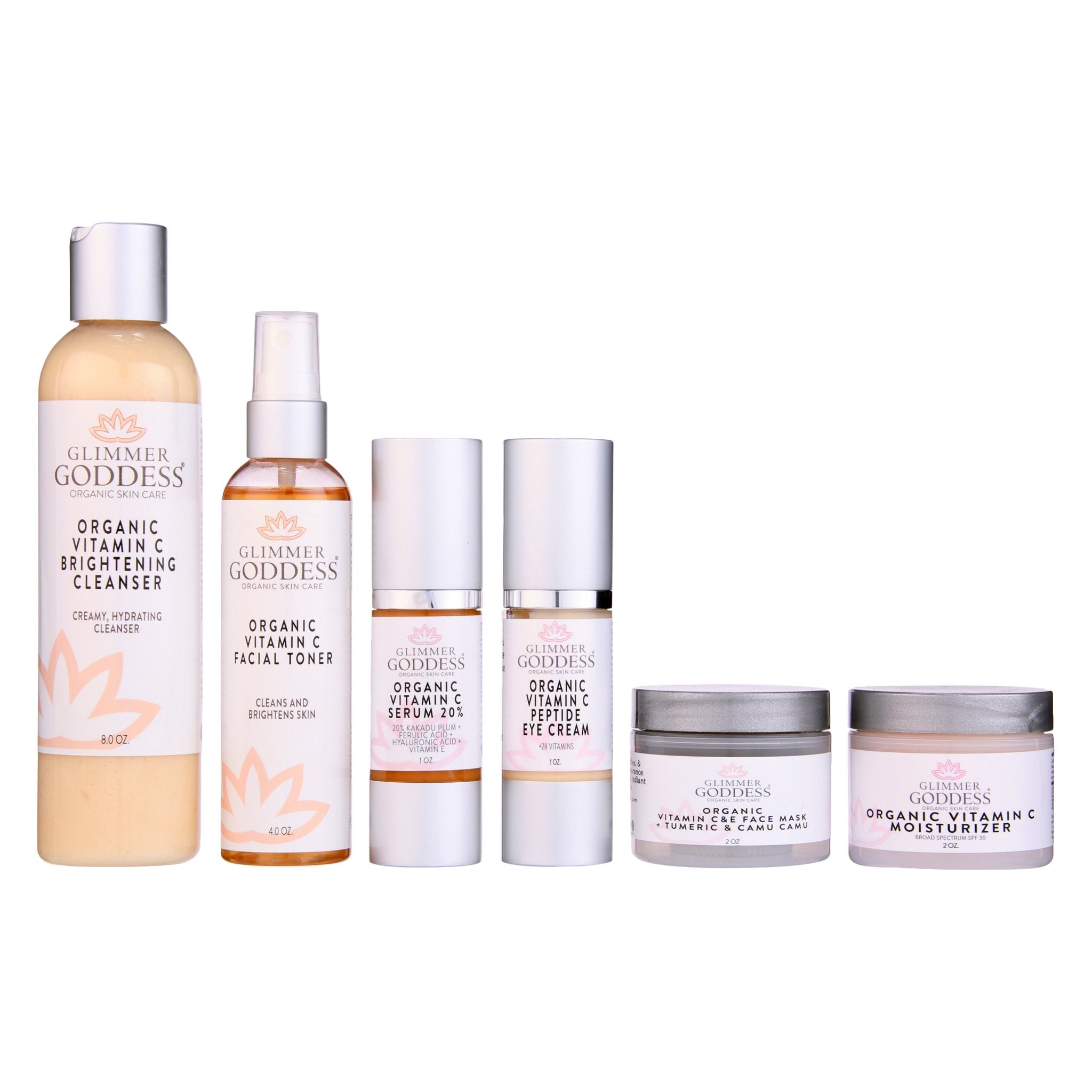 Vitamin C Anti-Aging System | 6-Step Brightening Routine with SPF 30 | Glimmer Goddess