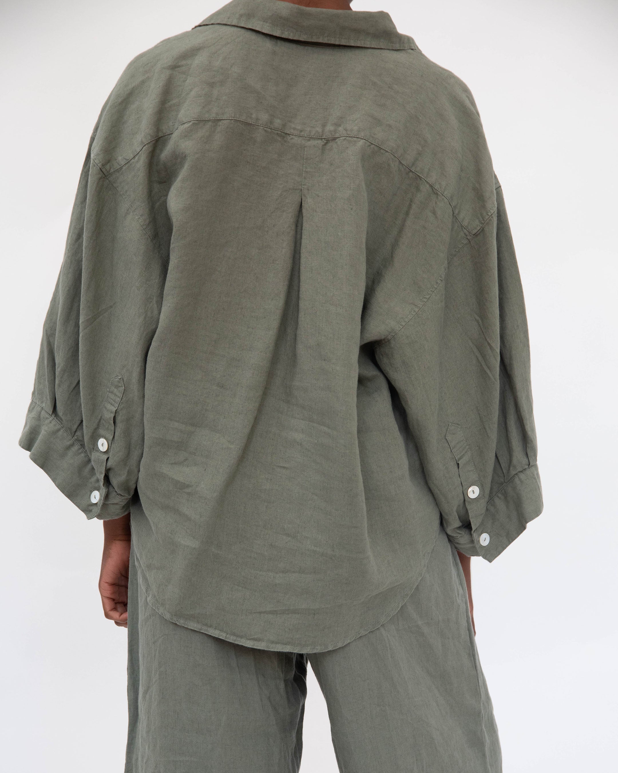 Agnes Linen Top | 100% French Flax | Oversized Button-Down | Mother of Pearl Buttons | Billowing Arms | 12 Colors | Sunday Morning